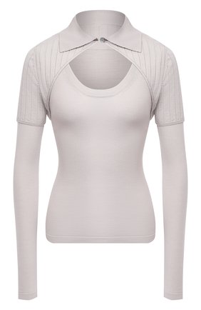 Женский пуловер JACQUEMUS светло-серого цвета по цене 29750 руб., арт. 203KN25/226900 | Фото 1 Женский пуловер JACQUEMUS светло-серого цвета, арт. 203KN25/226900 | Фото 1