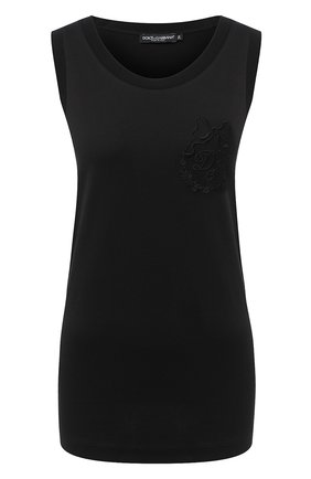 Женская хлопковый топ DOLCE & GABBANA черного цвета по цене 39850 руб., арт. F8M67Z/G7XHC | Фото 1 Женская хлопковый топ DOLCE & GABBANA черного цвета, арт. F8M67Z/G7XHC | Фото 1