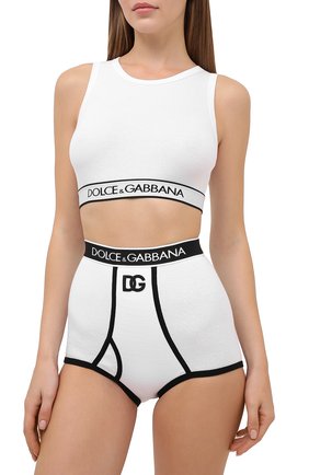 Женские трусы-шорты DOLCE & GABBANA черно-белого цвета по цене 14650 руб., арт. 02B45T/0NI42 | Фото 2 Женские трусы-шорты DOLCE & GABBANA черно-белого цвета, арт. 02B45T/0NI42 | Фото 2