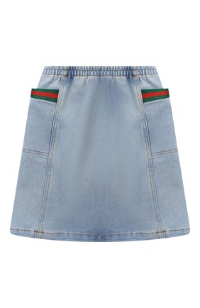 Детская джинсовая юбка GUCCI голубого цвета по цене 24000 руб., арт. 621817/XDBDE | Фото 2 Детская джинсовая юбка GUCCI голубого цвета, арт. 621817/XDBDE | Фото 2