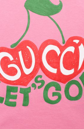 Детский хлопковая футболка GUCCI розового цвета по цене 9100 руб., арт. 600123/XJCSX | Фото 3 Детский хлопковая футболка GUCCI розового цвета, арт. 600123/XJCSX | Фото 3