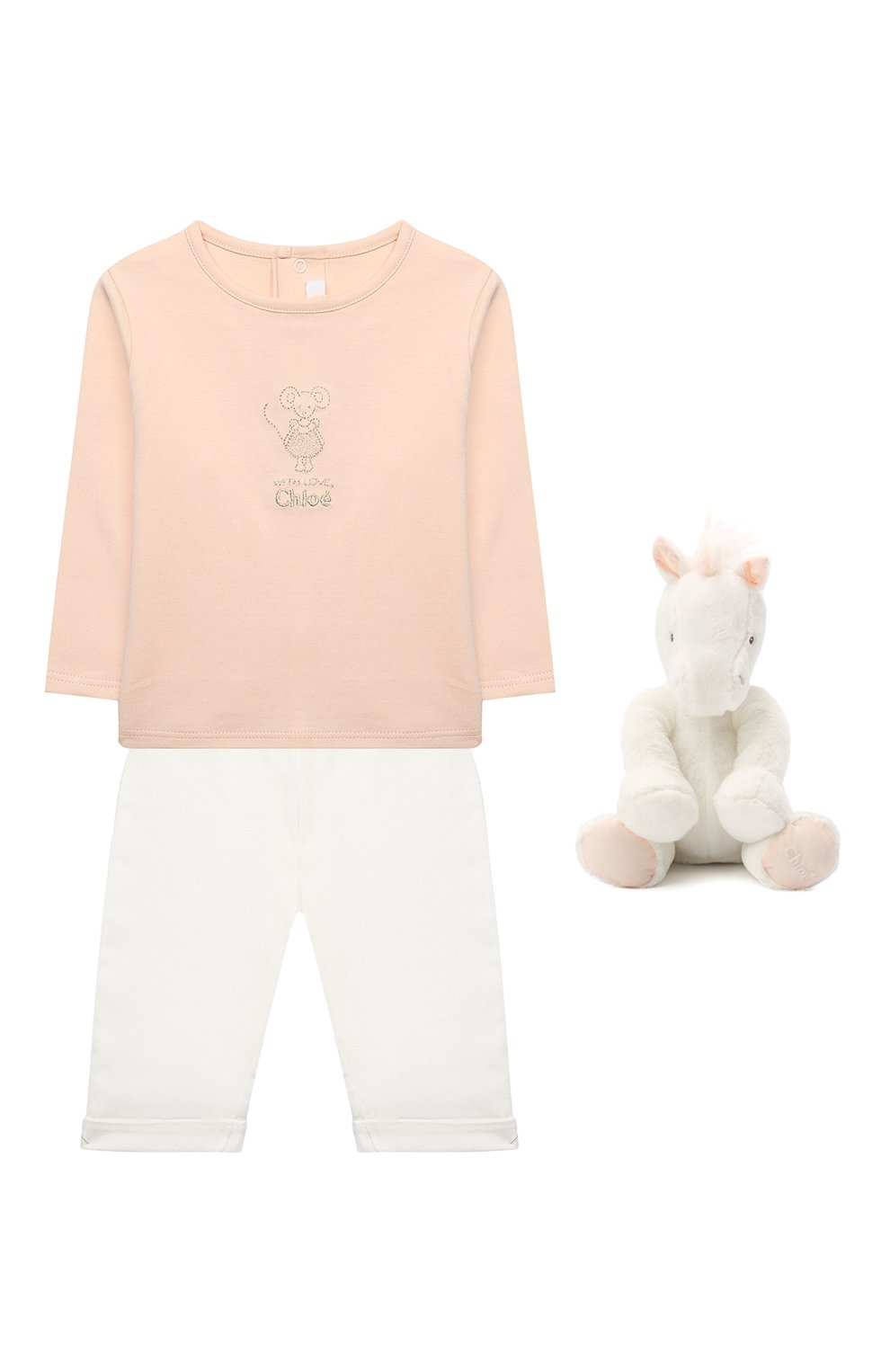Детский комплект из трех вещей CHLOÉ белого цвета, арт. C9K194 | Фото 1