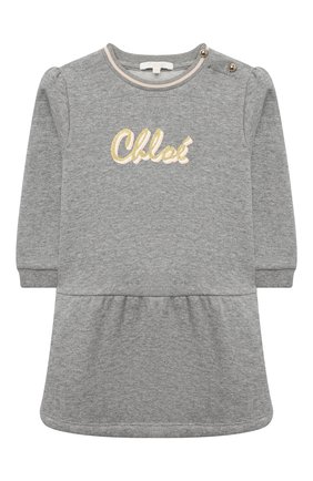 Женский хлопковое платье CHLOÉ серого цвета по цене 11130 руб., арт. C02272 | Фото 1 Женский хлопковое платье CHLOÉ серого цвета, арт. C02272 | Фото 1