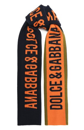 Детский шерстяной шарф DOLCE & GABBANA темно-синего цвета по цене 16150 руб., арт. LBKA46/JAVWG | Фото 1 Детский шерстяной шарф DOLCE & GABBANA темно-синего цвета, арт. LBKA46/JAVWG | Фото 1