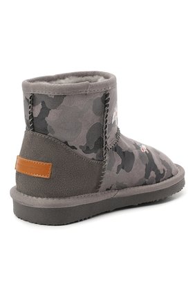 Детские ботинки с меховой отделкой MOA серого цвета, арт. MDK549/24-31 | Фото 2 (Материал утеплителя: Натуральный мех; Материал внешний: Текстиль; Длина стельки: 20, 19,7)