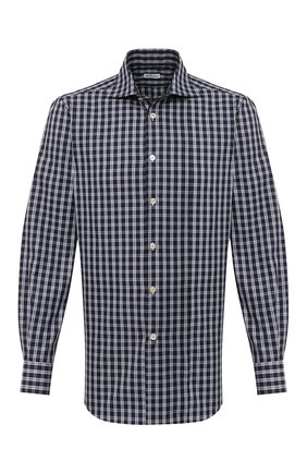 Мужская хлопковая рубашка KITON черно-белого цвета по цене 62200 руб., арт. UCIH0743557 | Фото 1 Мужская хлопковая рубашка KITON черно-белого цвета, арт. UCIH0743557 | Фото 1 (Рукава: Длинные; Материал внешний: Хлопок; Длина (для топов): Стандартные; Случай: Повседневный; Стили: Классический; Воротник: Акула; Манжеты: На пуговицах; Мужское Кросс-КТ: Рубашка-одежда; Принт: Клетка; Региональные ограничения белый список (Axapta Mercury): RU)