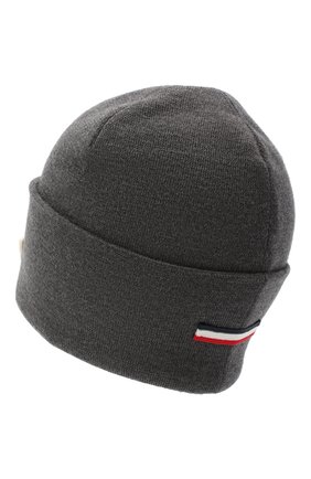Мужская шерстяная шапка MONCLER серого цвета по цене 23100 руб., арт. F2-091-9Z736-00-A9526 | Фото 2 Мужская шерстяная шапка MONCLER серого цвета, арт. F2-091-9Z736-00-A9526 | Фото 2