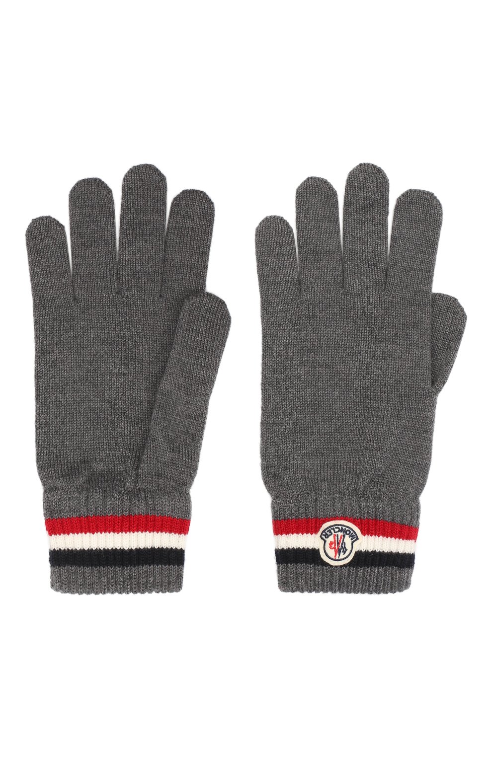 Мужские шерстяные перчатки MONCLER серого цвета по цене 15200 руб., арт. F2-091-3A701-00-A9575 | Фото 2 Мужские шерстяные перчатки MONCLER серого цвета, арт. F2-091-3A701-00-A9575 | Фото 2