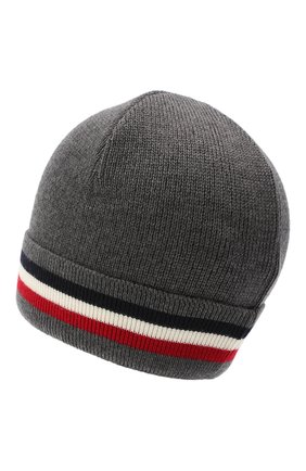 Мужская шерстяная шапка MONCLER серого цвета по цене 14300 руб., арт. F2-091-3B749-00-A9575 | Фото 2 Мужская шерстяная шапка MONCLER серого цвета, арт. F2-091-3B749-00-A9575 | Фото 2