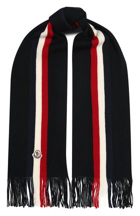 Мужской шерстяной шарф MONCLER темно-синего цвета по цене 17100 руб., арт. F2-091-3C711-00-A9575 | Фото 1 Мужской шерстяной шарф MONCLER темно-синего цвета, арт. F2-091-3C711-00-A9575 | Фото 1