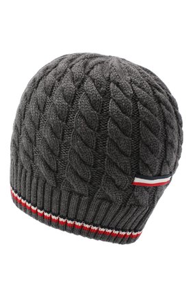 Мужская шерстяная шапка MONCLER серого цвета по цене 18000 руб., арт. F2-091-9Z746-00-A9531 | Фото 2 Мужская шерстяная шапка MONCLER серого цвета, арт. F2-091-9Z746-00-A9531 | Фото 2