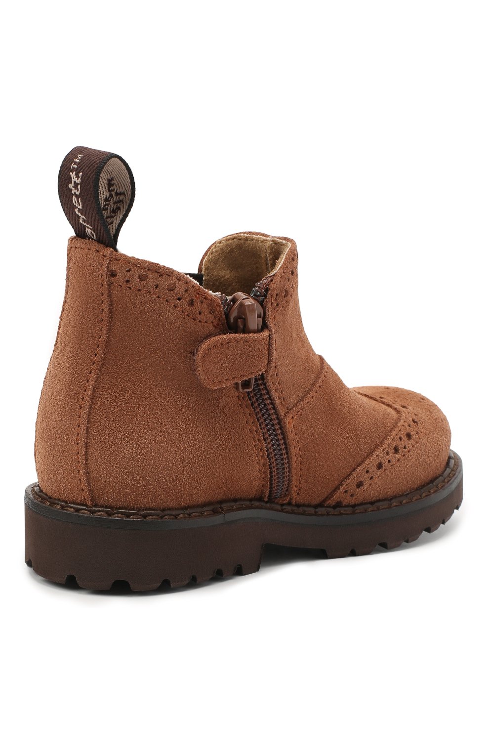 Детские замшевые ботинки JARRETT коричневого цвета, арт. JE2BT001/CR.VEL0UR/19-23 | Фото 3 (Материал внешний: Кожа; Материал утеплителя: Натуральный мех, Шерсть)