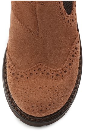 Детские замшевые ботинки JARRETT коричневого цвета, арт. JE2BT001/CR.VEL0UR/19-23 | Фото 4 (Материал внешний: Кожа; Материал утеплителя: Натуральный мех, Шерсть)