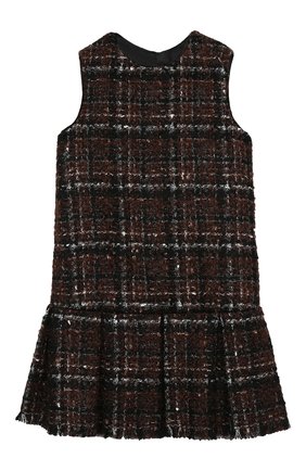 Детское твидовое платье DOLCE & GABBANA коричневого цвета по цене 57550 руб., арт. L52D00/FQMHD/2-6 | Фото 1 Детское твидовое платье DOLCE & GABBANA коричневого цвета, арт. L52D00/FQMHD/2-6 | Фото 1 (Материал подклада: Вискоза; Случай: Повседневный; Рукава: Короткие; Девочки Кросс-КТ: Платье-одежда; Региональные ограничения белый список (Axapta Mercury): RU; Ростовка одежда: 2 года | 92 см, 3 года | 98 см, 4 года | 104 см, 5 лет | 110 см, 6 лет | 116 см)