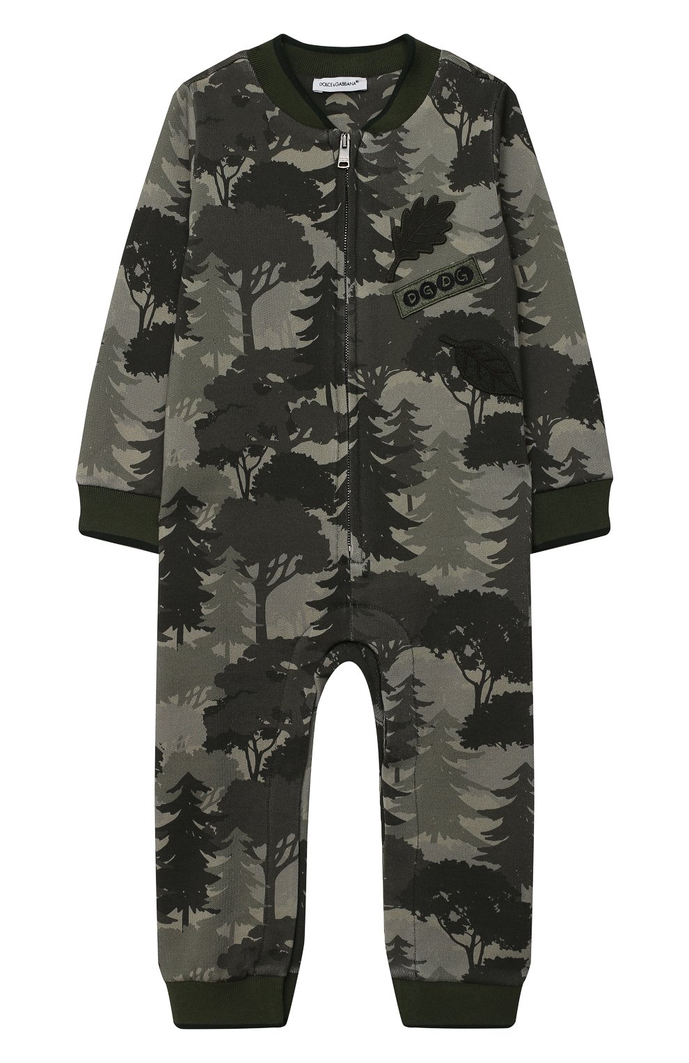 Детский хлопковый комбинезон DOLCE & GABBANA хаки цвета, арт. L1J09Z/G7XLJ | Фото 1