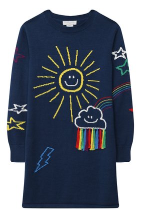 Детское хлопковое платье STELLA MCCARTNEY темно-синего цвета по цене 8280 руб., арт. 601166/SPM29 | Фото 1 Детское хлопковое платье STELLA MCCARTNEY темно-синего цвета, арт. 601166/SPM29 | Фото 1