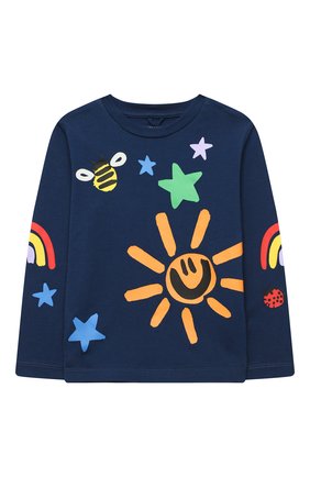 Детская хлопковый лонгслив STELLA MCCARTNEY темно-синего цвета по цене 4555 руб., арт. 601097/SPJF6 | Фото 1 Детская хлопковый лонгслив STELLA MCCARTNEY темно-синего цвета, арт. 601097/SPJF6 | Фото 1