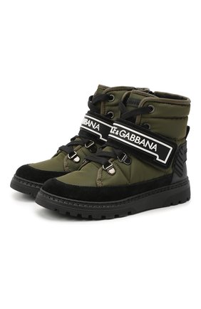 Детские ботинки DOLCE & GABBANA хаки цвета по цене 28950 руб., арт. DA0923/A4278/29-36 | Фото 1 Детские ботинки DOLCE & GABBANA хаки цвета, арт. DA0923/A4278/29-36 | Фото 1