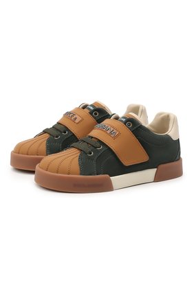 Детские кожаные кеды DOLCE & GABBANA зеленого цвета по цене 25700 руб., арт. DA0936/AW540/29-36 | Фото 1 Детские кожаные кеды DOLCE & GABBANA зеленого цвета, арт. DA0936/AW540/29-36 | Фото 1