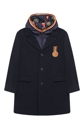 Детское шерстяное пальто DOLCE & GABBANA темно-синего цвета по цене 74100 руб., арт. L41C90/G7XBV/2-6 | Фото 1 Детское шерстяное пальто DOLCE & GABBANA темно-синего цвета, арт. L41C90/G7XBV/2-6 | Фото 1