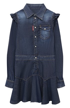 Детское хлопковое платье DSQUARED2 синего цвета по цене 18050 руб., арт. DQ04CL-D001Q | Фото 1 Детское хлопковое платье DSQUARED2 синего цвета, арт. DQ04CL-D001Q | Фото 1