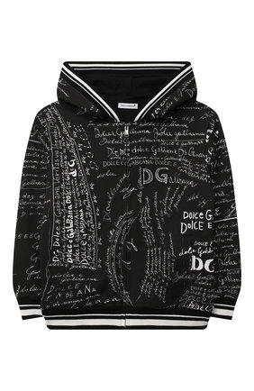 Детский хлопковая толстовка DOLCE & GABBANA черно-белого цвета по цене 28950 руб., арт. L4JW8Y/G7XBS/2-6 | Фото 1 Детский хлопковая толстовка DOLCE & GABBANA черно-белого цвета, арт. L4JW8Y/G7XBS/2-6 | Фото 1