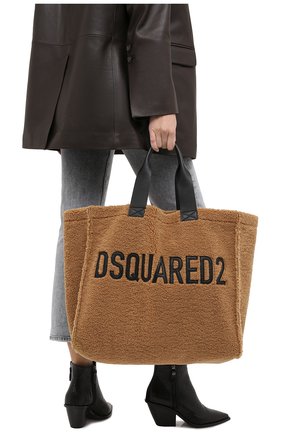 Женский сумка-шопер DSQUARED2 коричневого цвета по цене 49950 руб., арт. SPW0022 09603211 | Фото 2 Женский сумка-шопер DSQUARED2 коричневого цвета, арт. SPW0022 09603211 | Фото 2