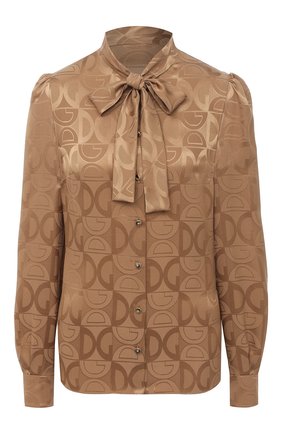 Женская шелковая блузка DOLCE & GABBANA бежевого цвета по цене 79950 руб., арт. F5I11T/FJ1ID | Фото 1 Женская шелковая блузка DOLCE & GABBANA бежевого цвета, арт. F5I11T/FJ1ID | Фото 1 (Рукава: Длинные; Материал внешний: Шелк; Длина (для топов): Стандартные; Женское Кросс-КТ: Блуза-одежда; Стили: Гламурный; Принт: С принтом)