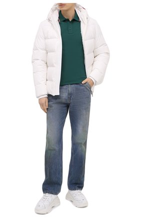 Мужское хлопковое поло MONCLER бирюзового цвета по цене 17900 руб., арт. F2-091-8A703-00-84556 | Фото 2 Мужское хлопковое поло MONCLER бирюзового цвета, арт. F2-091-8A703-00-84556 | Фото 2
