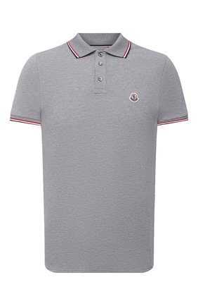 Мужское хлопковое поло MONCLER серого цвета по цене 17900 руб., арт. F2-091-8A703-00-84556 | Фото 1 Мужское хлопковое поло MONCLER серого цвета, арт. F2-091-8A703-00-84556 | Фото 1