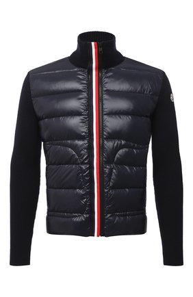 Мужской комбинированный кардиган MONCLER темно-синего цвета по цене 73400 руб., арт. F2-091-9B519-00-A9418 | Фото 1 Мужской комбинированный кардиган MONCLER темно-синего цвета, арт. F2-091-9B519-00-A9418 | Фото 1