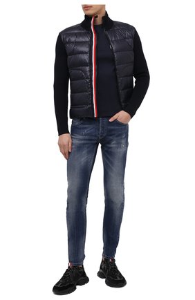 Мужской комбинированный кардиган MONCLER темно-синего цвета по цене 73400 руб., арт. F2-091-9B519-00-A9418 | Фото 2 Мужской комбинированный кардиган MONCLER темно-синего цвета, арт. F2-091-9B519-00-A9418 | Фото 2