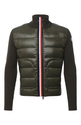 Мужской комбинированный кардиган MONCLER зеленого цвета по цене 73400 руб., арт. F2-091-9B519-00-A9418 | Фото 1 Мужской комбинированный кардиган MONCLER зеленого цвета, арт. F2-091-9B519-00-A9418 | Фото 1