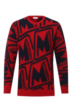 Мужской шерстяной свитер MONCLER красного цвета по цене 70700 руб., арт. F2-091-9C738-50-A9379 | Фото 1 Мужской шерстяной свитер MONCLER красного цвета, арт. F2-091-9C738-50-A9379 | Фото 1