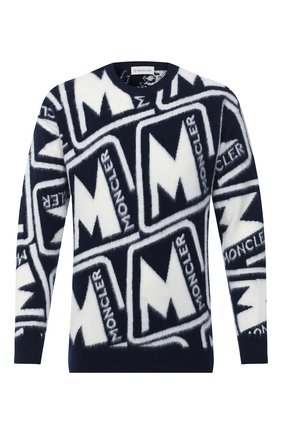 Мужской шерстяной свитер MONCLER синего цвета по цене 74200 руб., арт. F2-091-9C738-50-A9379 | Фото 1 Мужской шерстяной свитер MONCLER синего цвета, арт. F2-091-9C738-50-A9379 | Фото 1