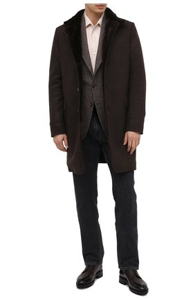Мужской кашемировое пальто с меховой подкладкой LORO PIANA коричневого цвета, арт. FAF4118 | Фото 2 (Материал внешний: Кашемир, Шерсть; Длина (верхняя одежда): До середины бедра; Рукава: Длинные; Мужское Кросс-КТ: Верхняя одежда, пальто-верхняя одежда; Стили: Классический; Региональные ограничения белый список (Axapta Mercury): RU)