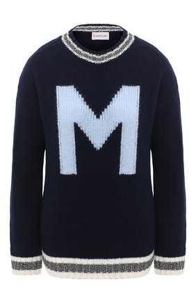 Женский шерстяной свитер MONCLER синего цвета по цене 60400 руб., арт. F2-093-9C756-00-A9563 | Фото 1 Женский шерстяной свитер MONCLER синего цвета, арт. F2-093-9C756-00-A9563 | Фото 1