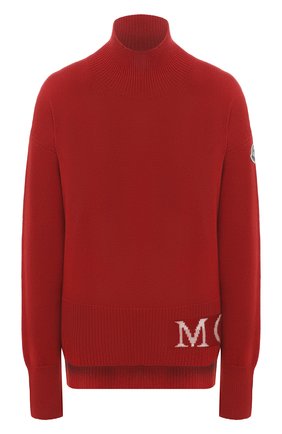 Женский свитер из шерсти и кашемира MONCLER красного цвета по цене 50100 руб., арт. F2-093-9F717-00-A9564 | Фото 1 Женский свитер из шерсти и кашемира MONCLER красного цвета, арт. F2-093-9F717-00-A9564 | Фото 1