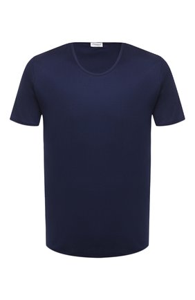 Мужская хлопковая футболка  ZIMMERLI темно-синего цвета, арт. 286-1441 | Фото 1 (Материал внешний: Хлопок; Рукава: Короткие; Длина (для топов): Стандартные; Мужское Кросс-КТ: Футболка-белье; Кросс-КТ: домашняя одежда)
