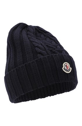 Женская шерстяная шапка MONCLER темно-синего цвета по цене 17000 руб., арт. F2-093-9Z706-00-A9146 | Фото 1 Женская шерстяная шапка MONCLER темно-синего цвета, арт. F2-093-9Z706-00-A9146 | Фото 1
