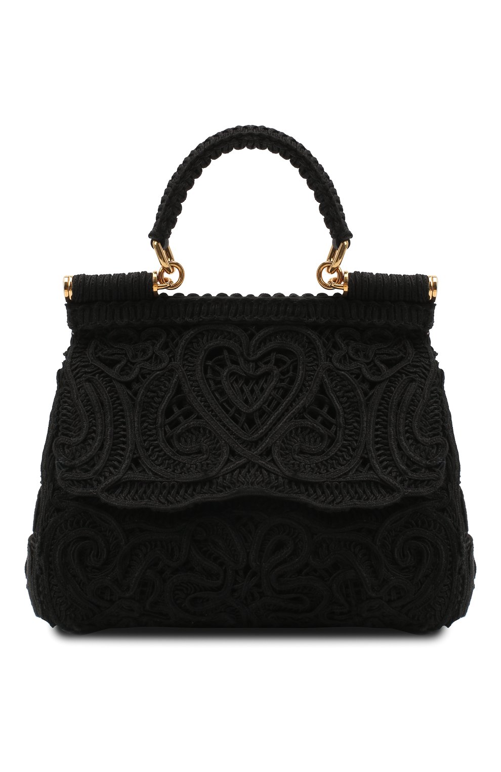 Женская сумка sicily small DOLCE & GABBANA черного цвета, арт. BB6003/AW717 | Фото 1 (Сумки-технические: Сумки top-handle; Ремень/цепочка: На ремешке; Материал: Текстиль; Размер: small)