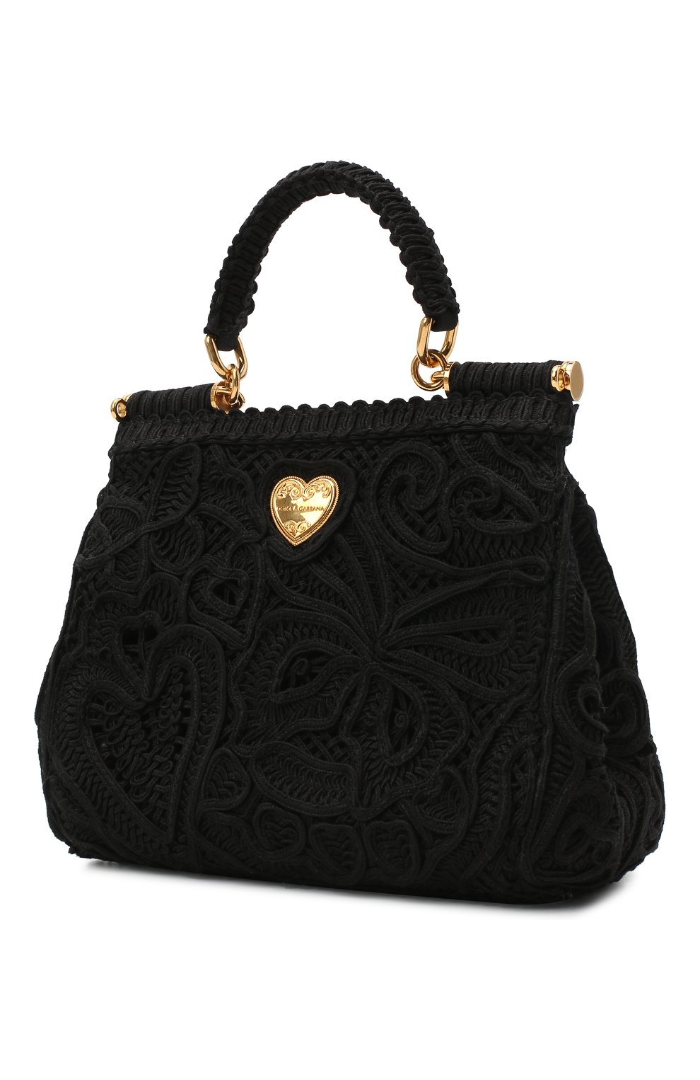 Женская сумка sicily small DOLCE & GABBANA черного цвета по цене 169500 руб., арт. BB6003/AW717 | Фото 3 Женская сумка sicily small DOLCE & GABBANA черного цвета, арт. BB6003/AW717 | Фото 3 (Сумки-технические: Сумки top-handle; Ремень/цепочка: На ремешке; Материал: Текстиль; Размер: small)