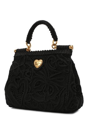 Женская сумка sicily small DOLCE & GABBANA черного цвета по цене 169500 руб., арт. BB6003/AW717 | Фото 3 Женская сумка sicily small DOLCE & GABBANA черного цвета, арт. BB6003/AW717 | Фото 3 (Сумки-технические: Сумки top-handle; Ремень/цепочка: На ремешке; Материал: Текстиль; Размер: small)