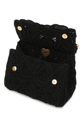 Женская сумка sicily small DOLCE & GABBANA черного цвета, арт. BB6003/AW717 | Фото 4 (Сумки-технические: Сумки top-handle; Ремень/цепочка: На ремешке; Материал: Текстиль; Размер: small)