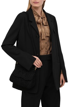 Женская сумка sicily small DOLCE & GABBANA черного цвета, арт. BB6003/AW717 | Фото 5 (Сумки-технические: Сумки top-handle; Ремень/цепочка: На ремешке; Материал: Текстиль; Размер: small)
