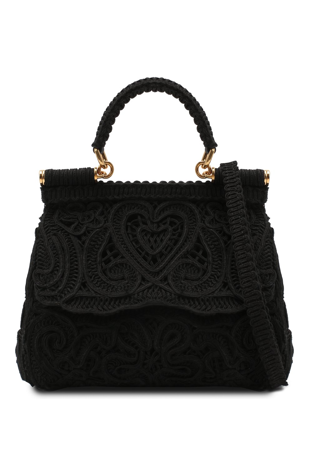 Женская сумка sicily small DOLCE & GABBANA черного цвета по цене 169500 руб., арт. BB6003/AW717 | Фото 6 Женская сумка sicily small DOLCE & GABBANA черного цвета, арт. BB6003/AW717 | Фото 6 (Сумки-технические: Сумки top-handle; Ремень/цепочка: На ремешке; Материал: Текстиль; Размер: small)