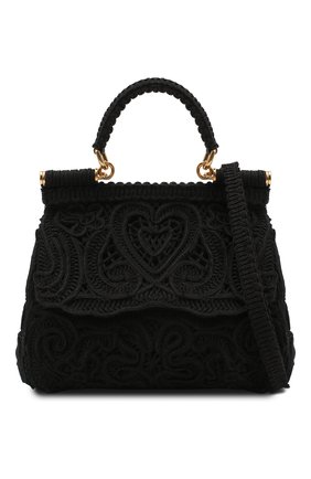 Женская сумка sicily small DOLCE & GABBANA черного цвета, арт. BB6003/AW717 | Фото 6 (Сумки-технические: Сумки top-handle; Ремень/цепочка: На ремешке; Материал: Текстиль; Размер: small)