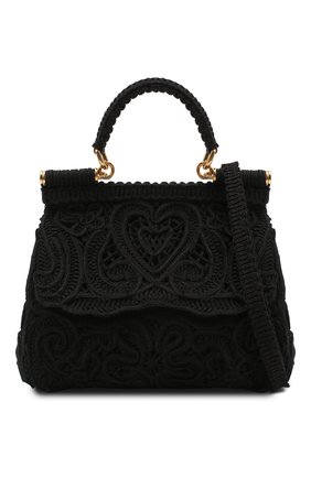 Женская сумка sicily small DOLCE & GABBANA черного цвета по цене 169500 руб., арт. BB6003/AW717 | Фото 6 Женская сумка sicily small DOLCE & GABBANA черного цвета, арт. BB6003/AW717 | Фото 6 (Сумки-технические: Сумки top-handle; Ремень/цепочка: На ремешке; Материал: Текстиль; Размер: small)