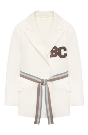 Детский хлопковый пиджак BRUNELLO CUCINELLI белого цвета по цене 57950 руб., арт. BF570K005A | Фото 1 Детский хлопковый пиджак BRUNELLO CUCINELLI белого цвета, арт. BF570K005A | Фото 1 (Материал подклада: Синтетический материал; Материал внешний: Хлопок; Рукава: Длинные; Кросс-КТ: пиджак; Ростовка одежда: 4 года | 104 см, 6 лет | 116 см)