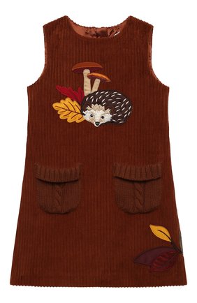 Детское хлопковое платье DOLCE & GABBANA коричневого цвета по цене 51500 руб., арт. L52D04/FUWDB/2-6 | Фото 1 Детское хлопковое платье DOLCE & GABBANA коричневого цвета, арт. L52D04/FUWDB/2-6 | Фото 1 (Материал внешний: Хлопок; Материал подклада: Вискоза; Случай: Повседневный; Рукава: Короткие; Девочки Кросс-КТ: Платье-одежда; Региональные ограничения белый список (Axapta Mercury): RU; Ростовка одежда: 2 года | 92 см, 3 года | 98 см, 4 года | 104 см, 5 лет | 110 см, 6 лет | 116 см)
